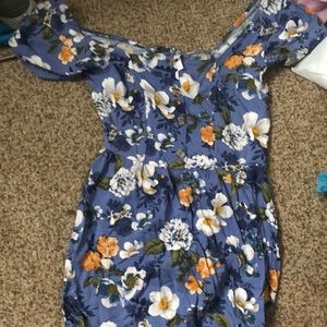 Blue flower print dress